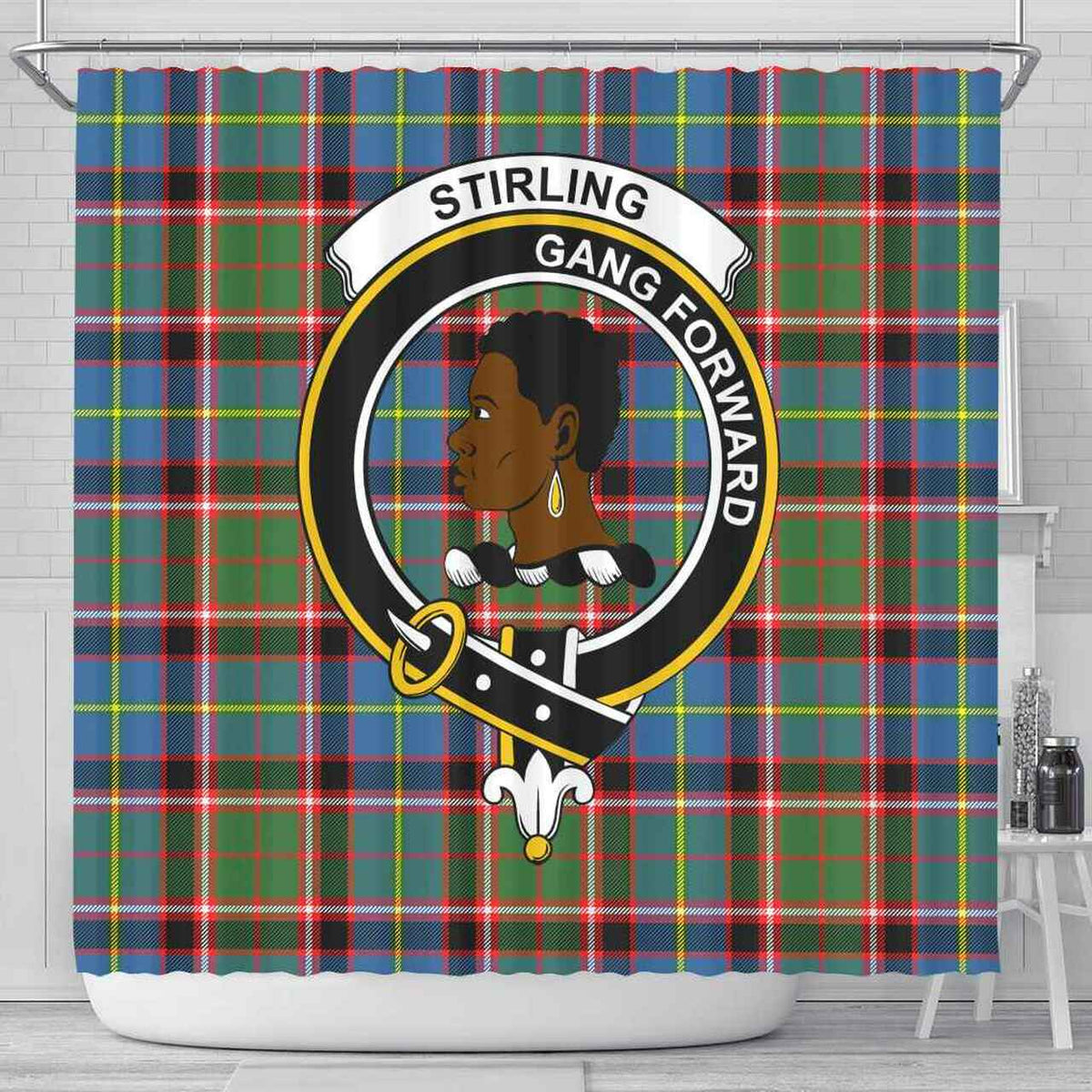 Stirling (of Keir) Tartan Crest Shower Curtain