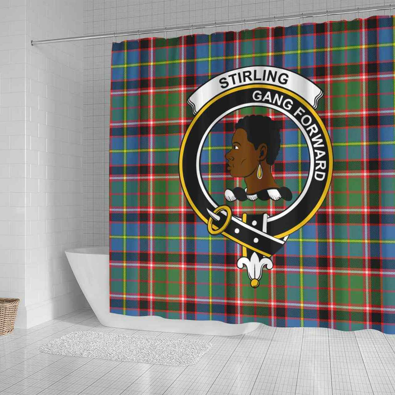 Stirling (of Keir) Tartan Crest Shower Curtain