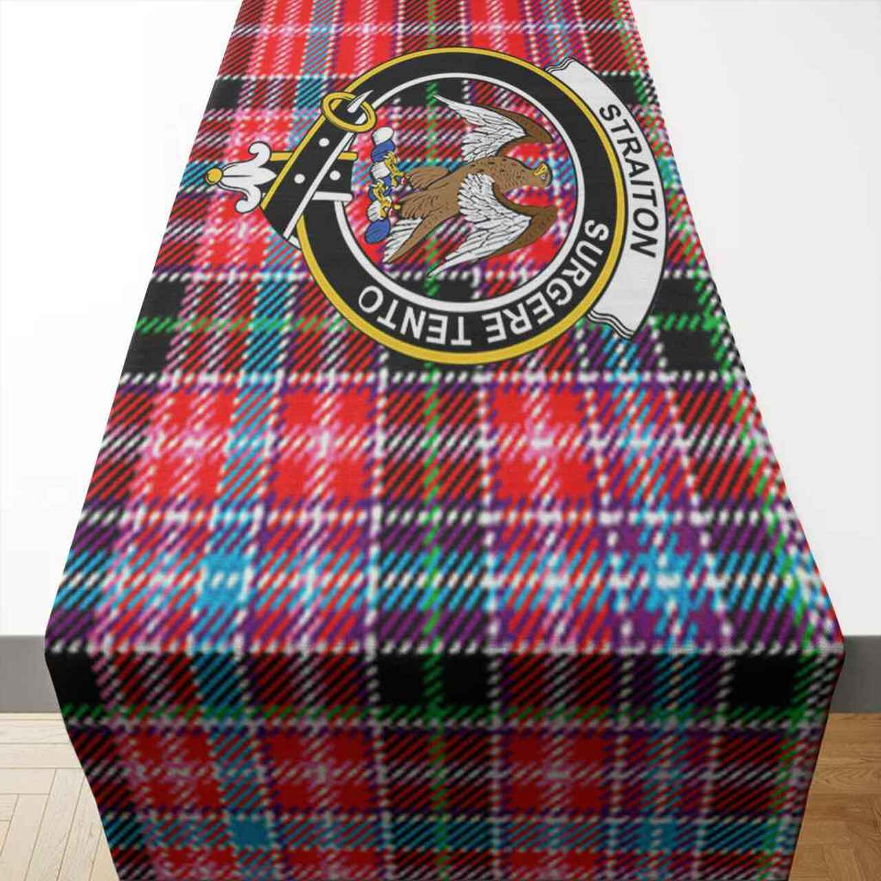 Straiton Tartan Crest Table Runner - Cotton table runner