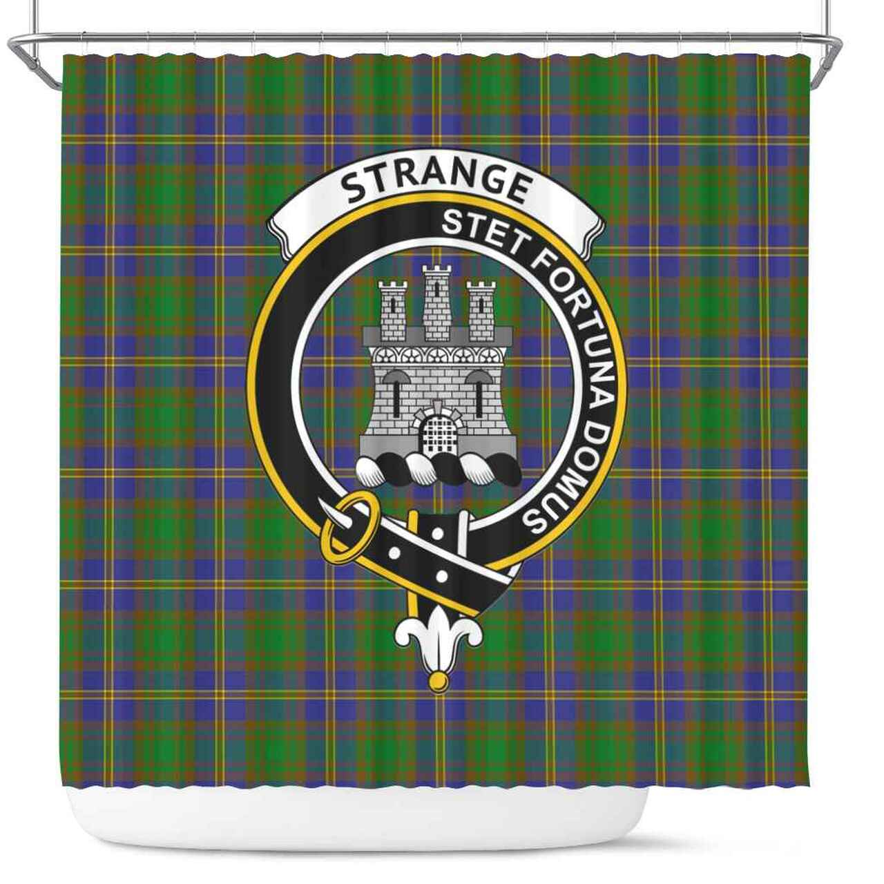 Strange (or Strang) Tartan Crest Shower Curtain