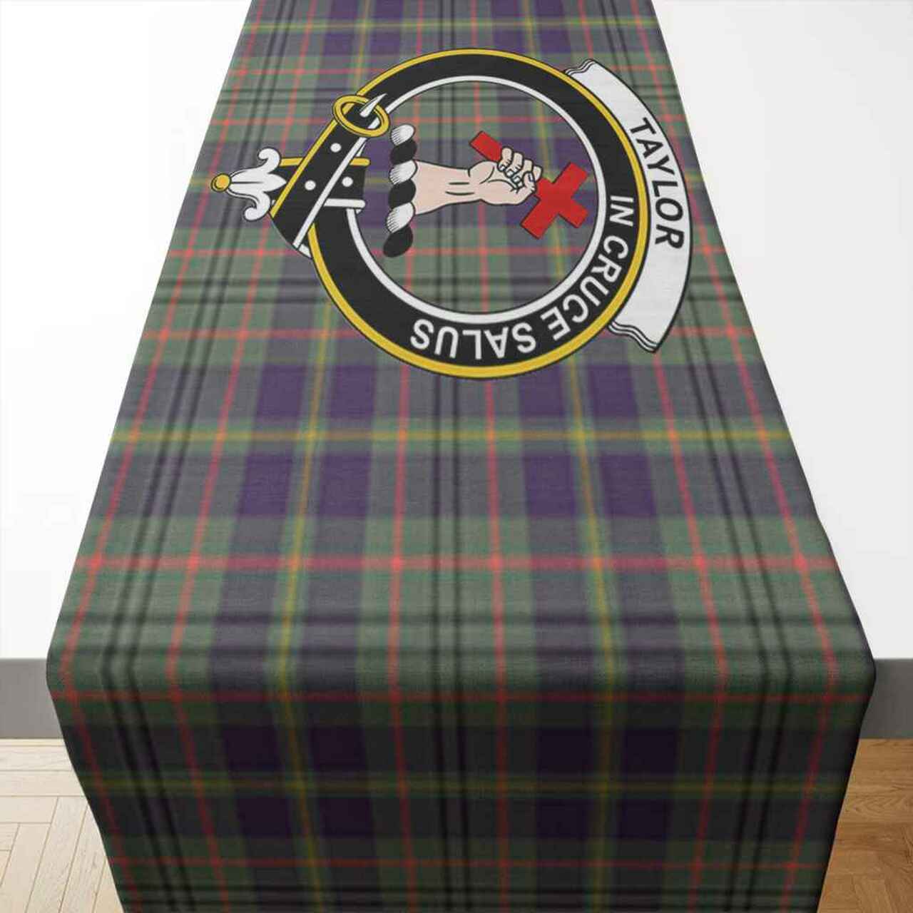 Taylor Tartan Crest Table Runner - Cotton table runner