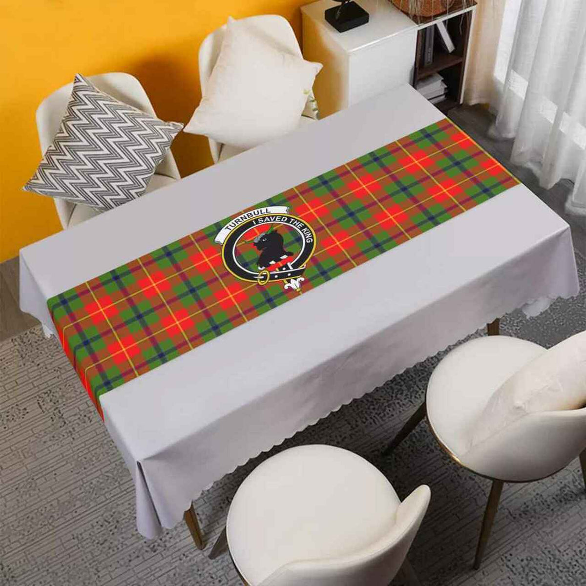 Turnbull Tartan Crest Table Runner - Cotton table runner