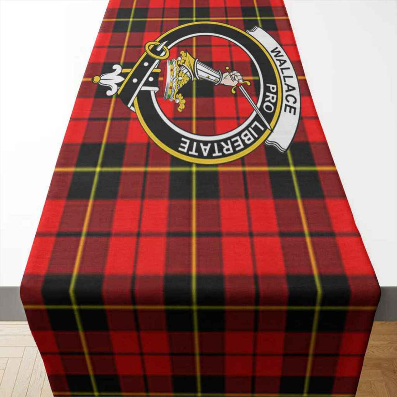 Wallace Tartan Crest Table Runner - Cotton table runner