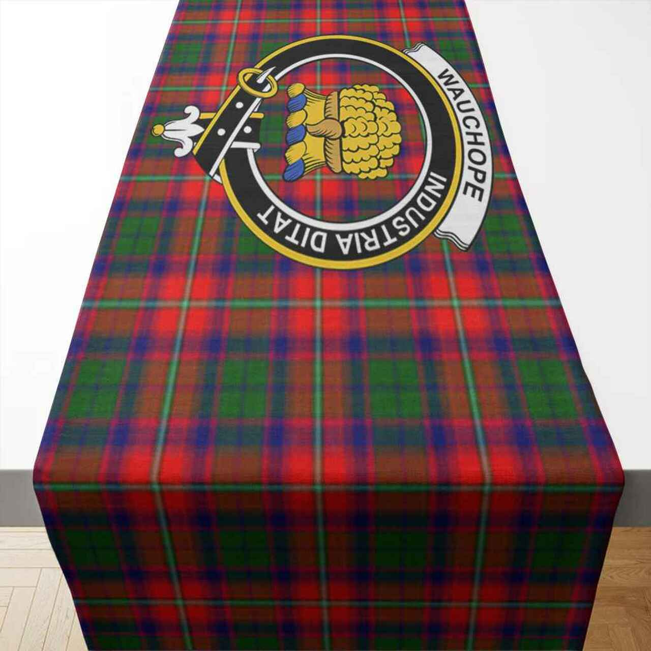 Wauchope (or Waugh) Tartan Crest Table Runner - Cotton table runner