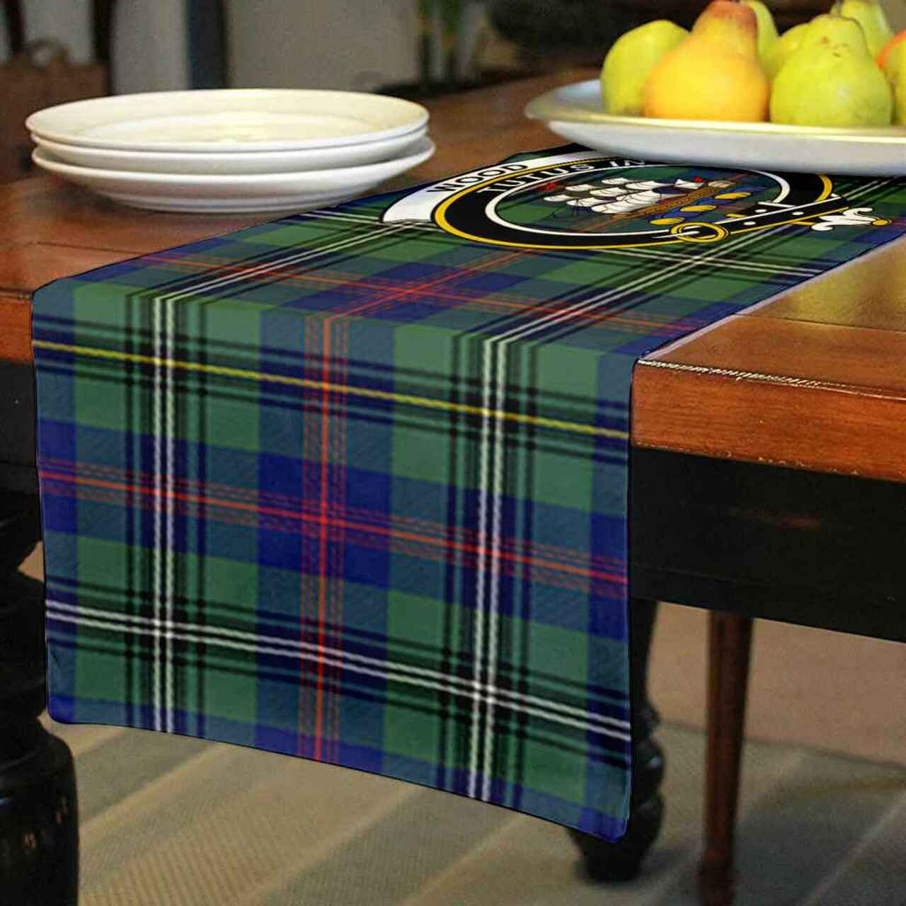 Wood Tartan Crest Table Runner - Cotton table runner