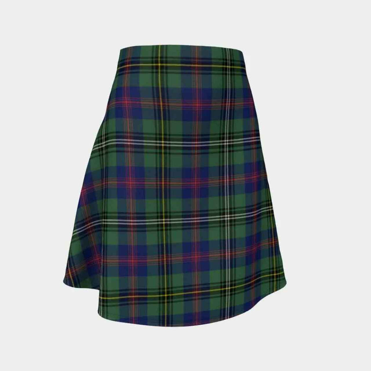 Wood Modern Tartan Flared Skirt