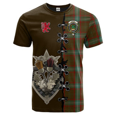 Seton Hunting Tartan T-shirt - Lion Rampant And Celtic Thistle Style