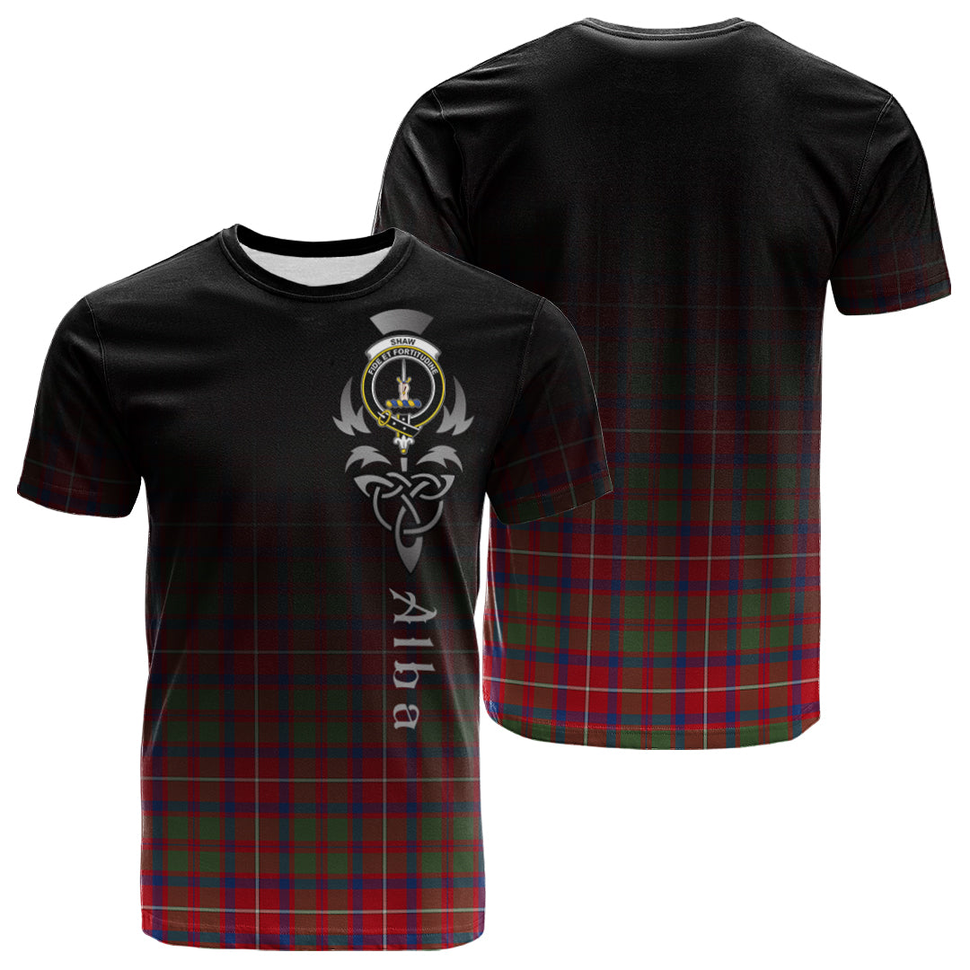 Shaw Red Modern Tartan Crest T-shirt - Alba Celtic Style