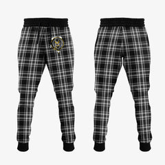 Stewart Black And White Tartan Crest Jogger Sweatpants