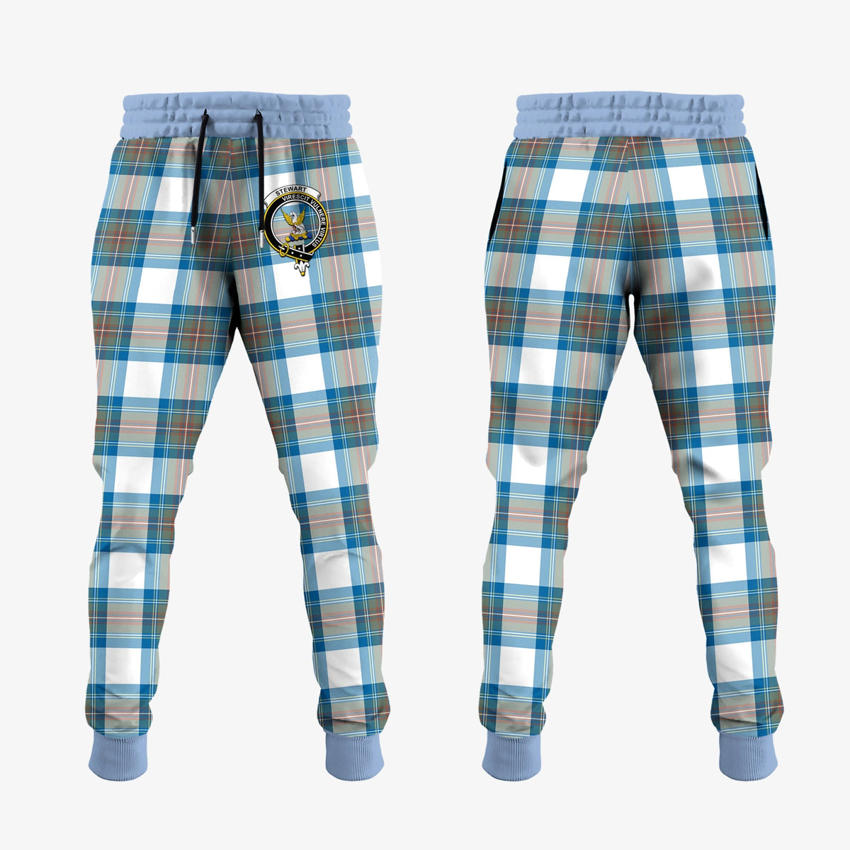 Stewart Muted Blue Tartan Crest Jogger Sweatpants