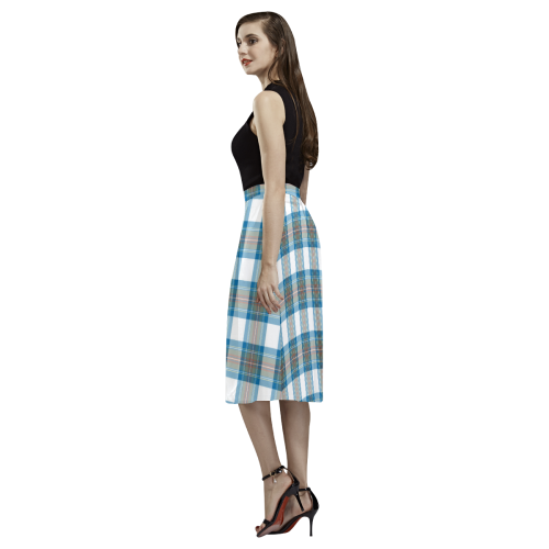 Stewart Muted Blue Tartan Aoede Crepe Skirt