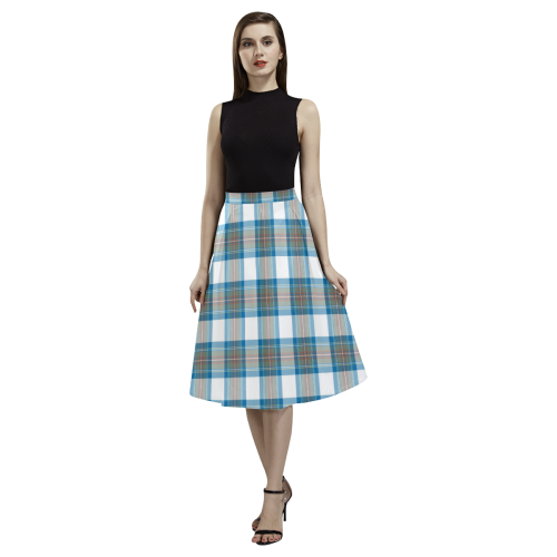 Stewart Muted Blue Tartan Aoede Crepe Skirt