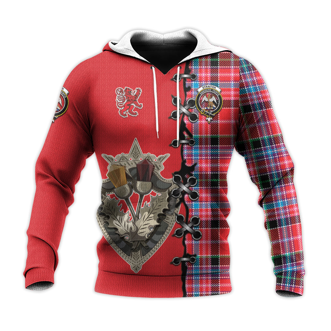 Straiton Tartan Hoodie - Lion Rampant And Celtic Thistle Style