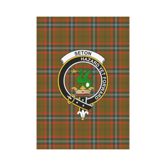 Seton Hunting Modern Tartan Crest Garden Flag