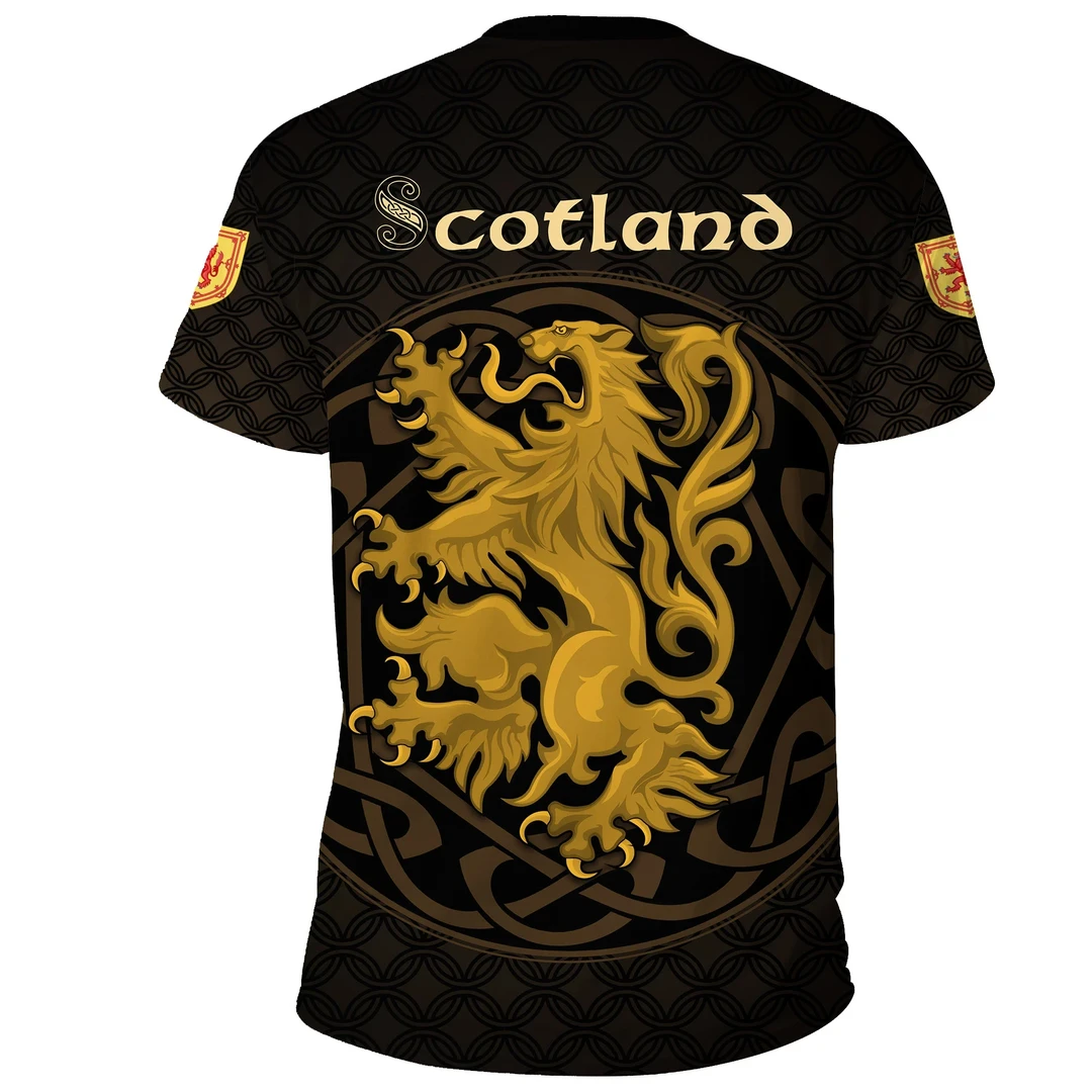 Scots Print T-shirt - Luckenbooth Thistle And Lion Style T-shirt