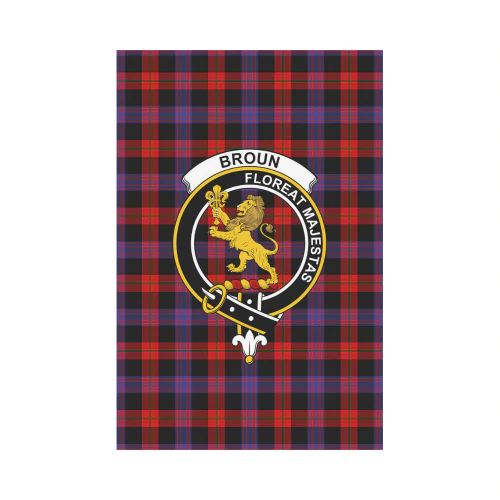 Broun Modern Tartan Crest Garden Flag