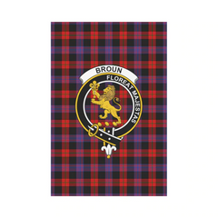 Broun Modern Tartan Crest Garden Flag