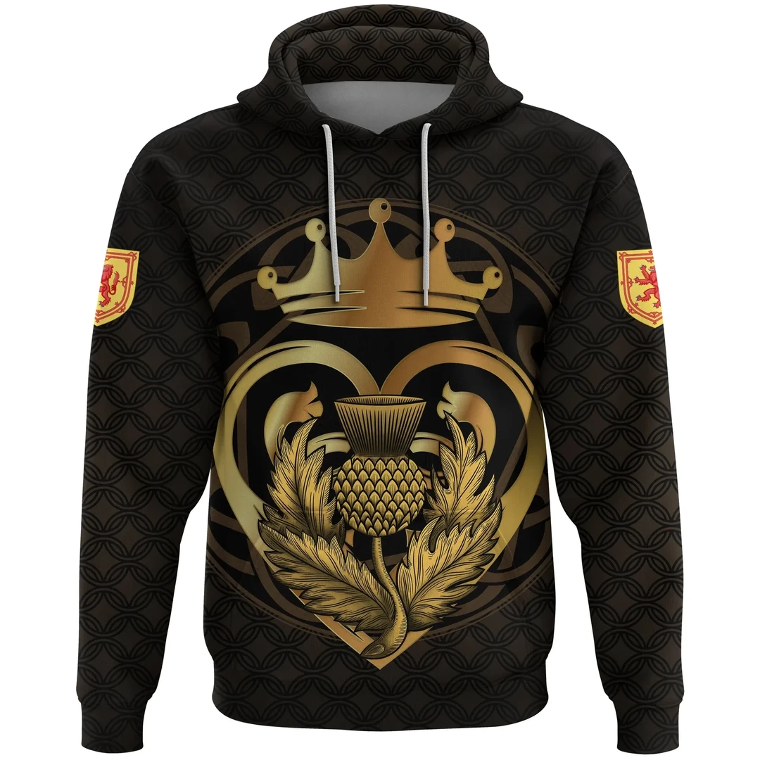 Scots Print Hoodie - Luckenbooth Thistle And Lion Style Hoodie