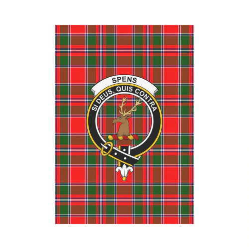 Spens Modern Tartan Crest Garden Flag