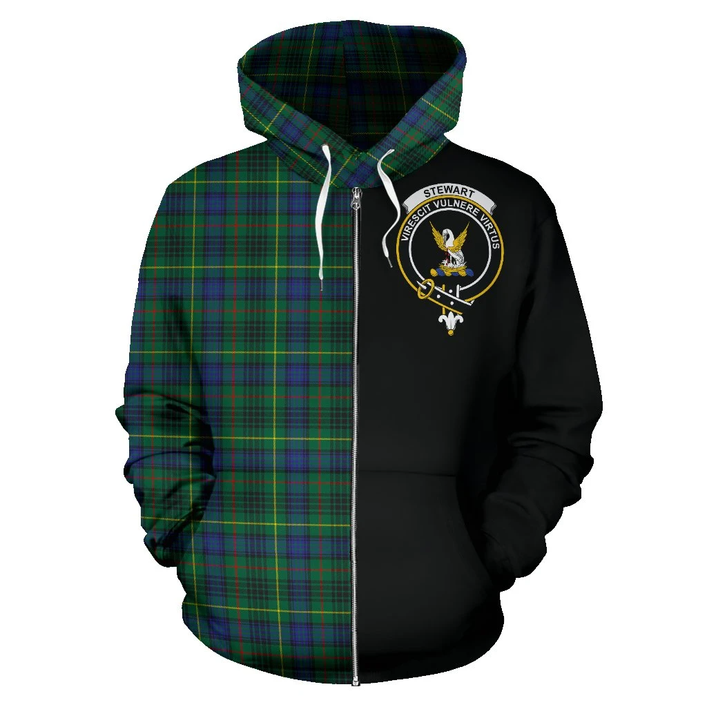 Stewart Hunting Modern Tartan Crest Zipper Hoodie - Half Of Me Style