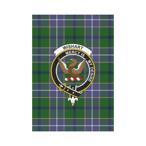 Wishart Hunting Tartan Crest Garden Flag