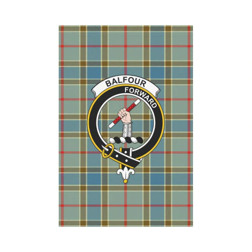 Balfour Blue Tartan Crest Garden Flag