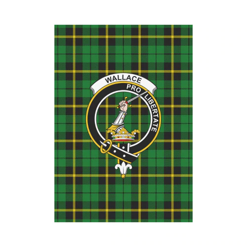 Wallace Hunting - Green Tartan Crest Garden Flag