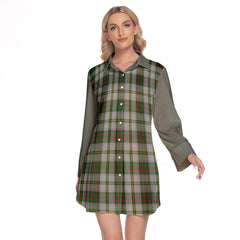 Taylor Dress Tartan Women's Lapel Shirt Dress With Long Sleeve