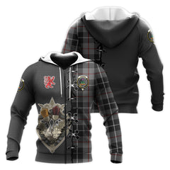 Thompson Grey Tartan Hoodie - Lion Rampant And Celtic Thistle Style