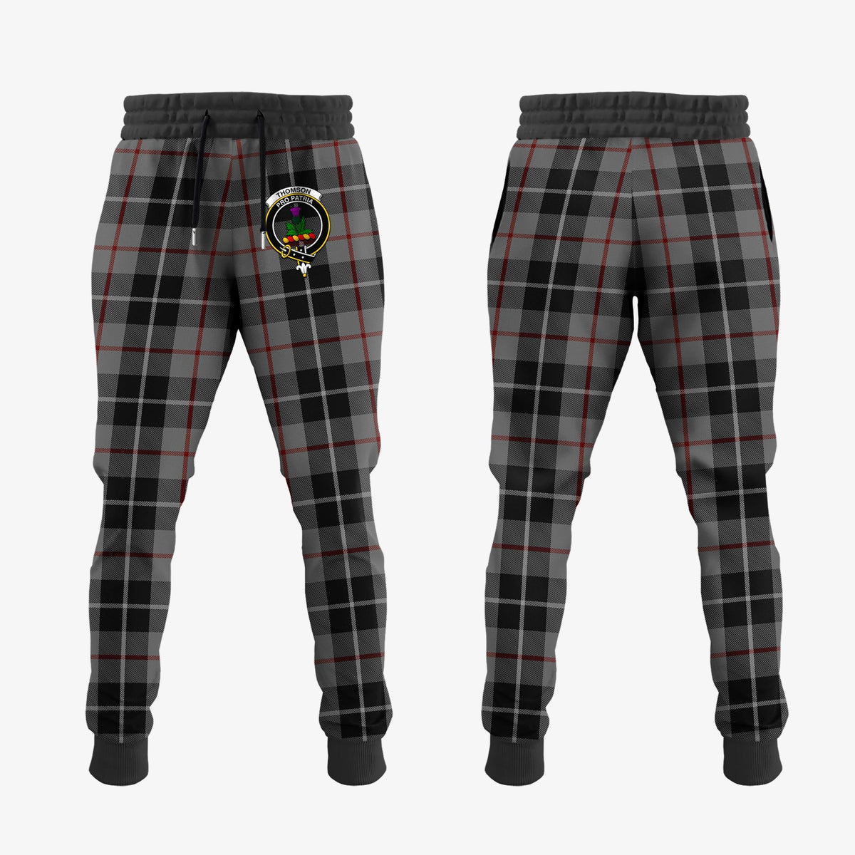 Thompson Grey Tartan Crest Jogger Sweatpants