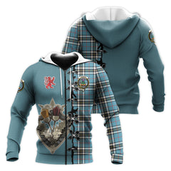 Thomson Tartan Hoodie - Lion Rampant And Celtic Thistle Style