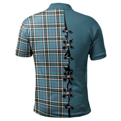 Thomson Tartan Polo Shirt - Lion Rampant And Celtic Thistle Style