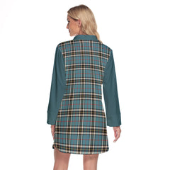 Thomson Tartan Women's Lapel Shirt Dress With Long Sleeve