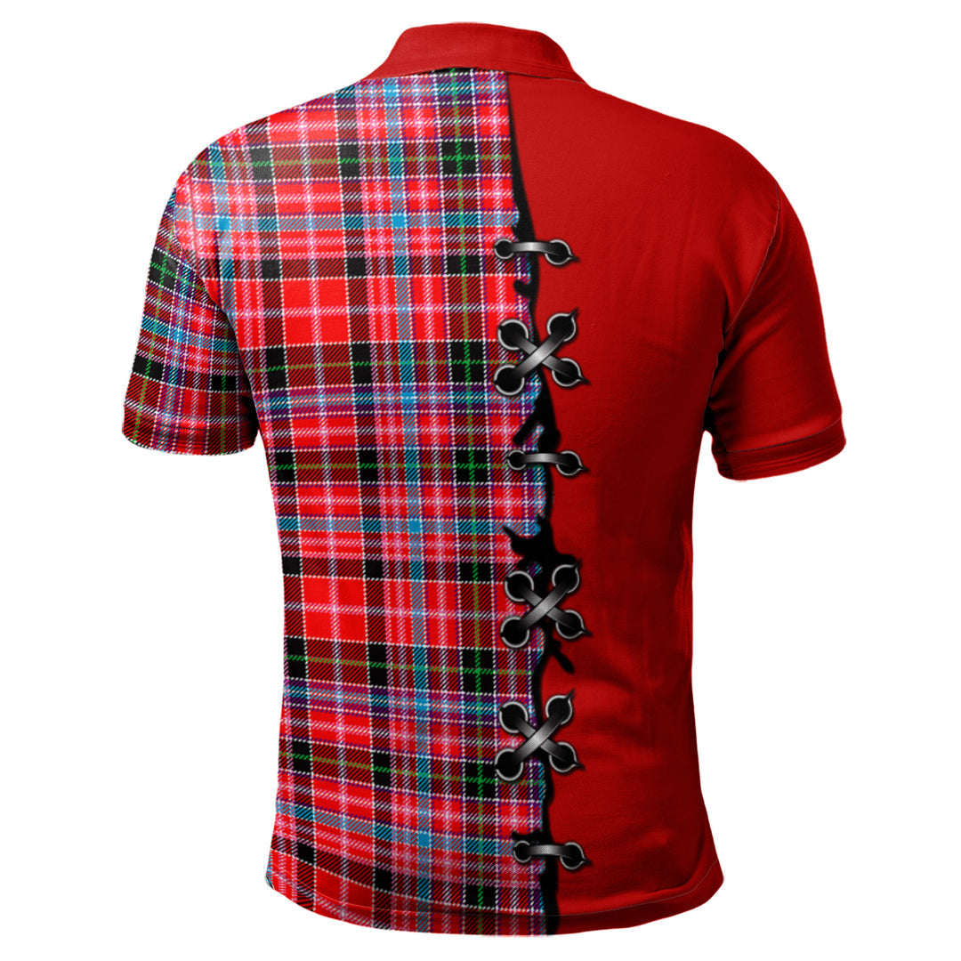 Udny Tartan Polo Shirt - Lion Rampant And Celtic Thistle Style