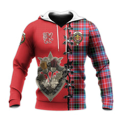 Udny Tartan Hoodie - Lion Rampant And Celtic Thistle Style