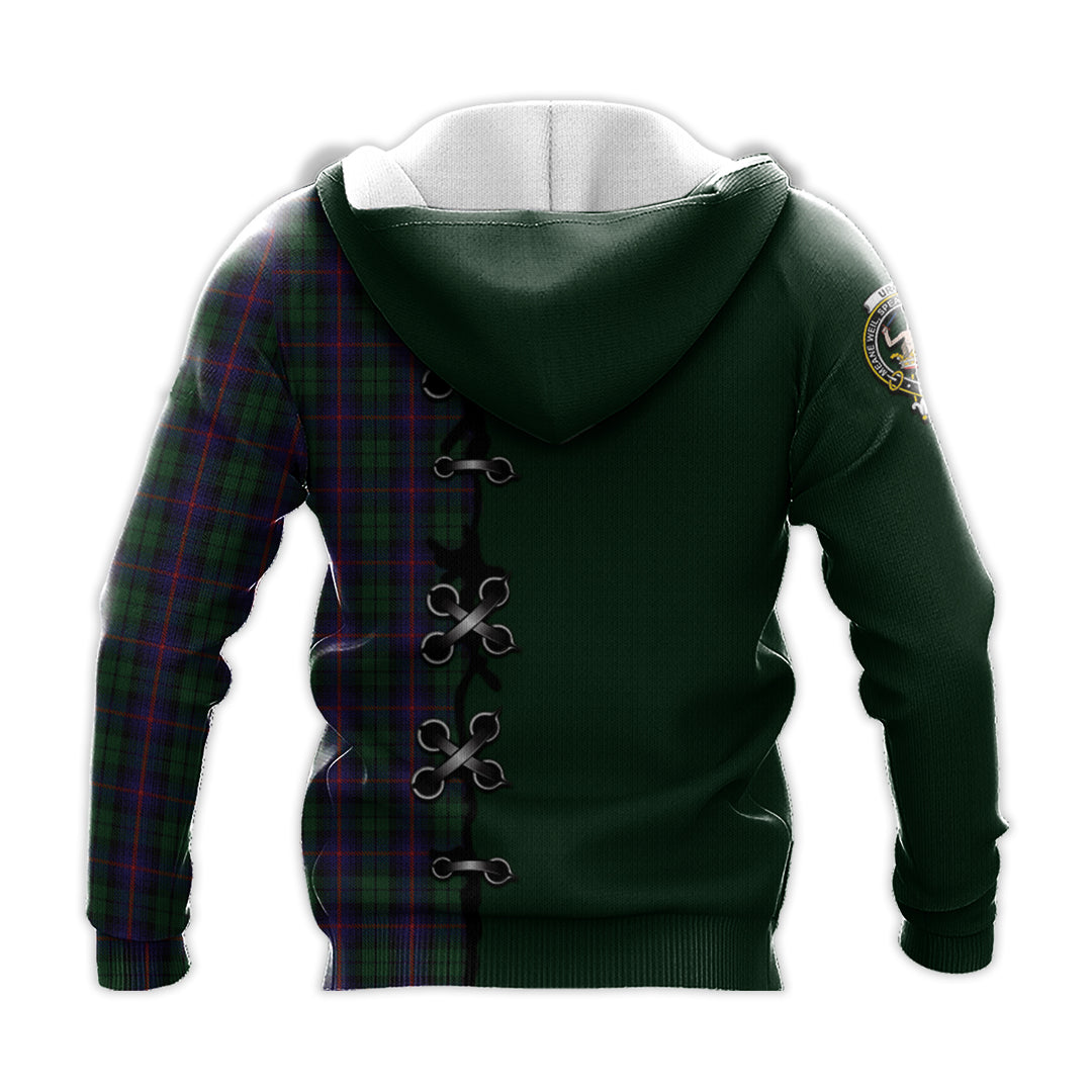 Urquhart Tartan Hoodie - Lion Rampant And Celtic Thistle Style