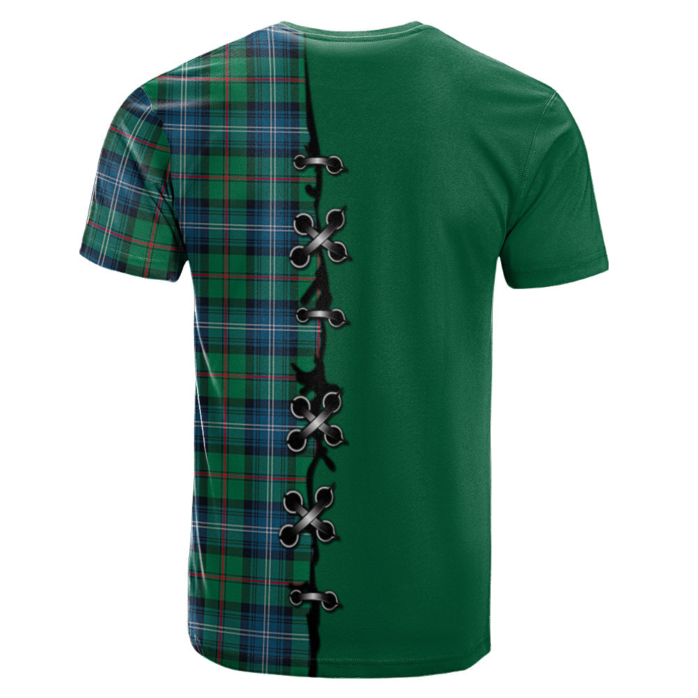 Urquhart Ancient Tartan T-shirt - Lion Rampant And Celtic Thistle Style