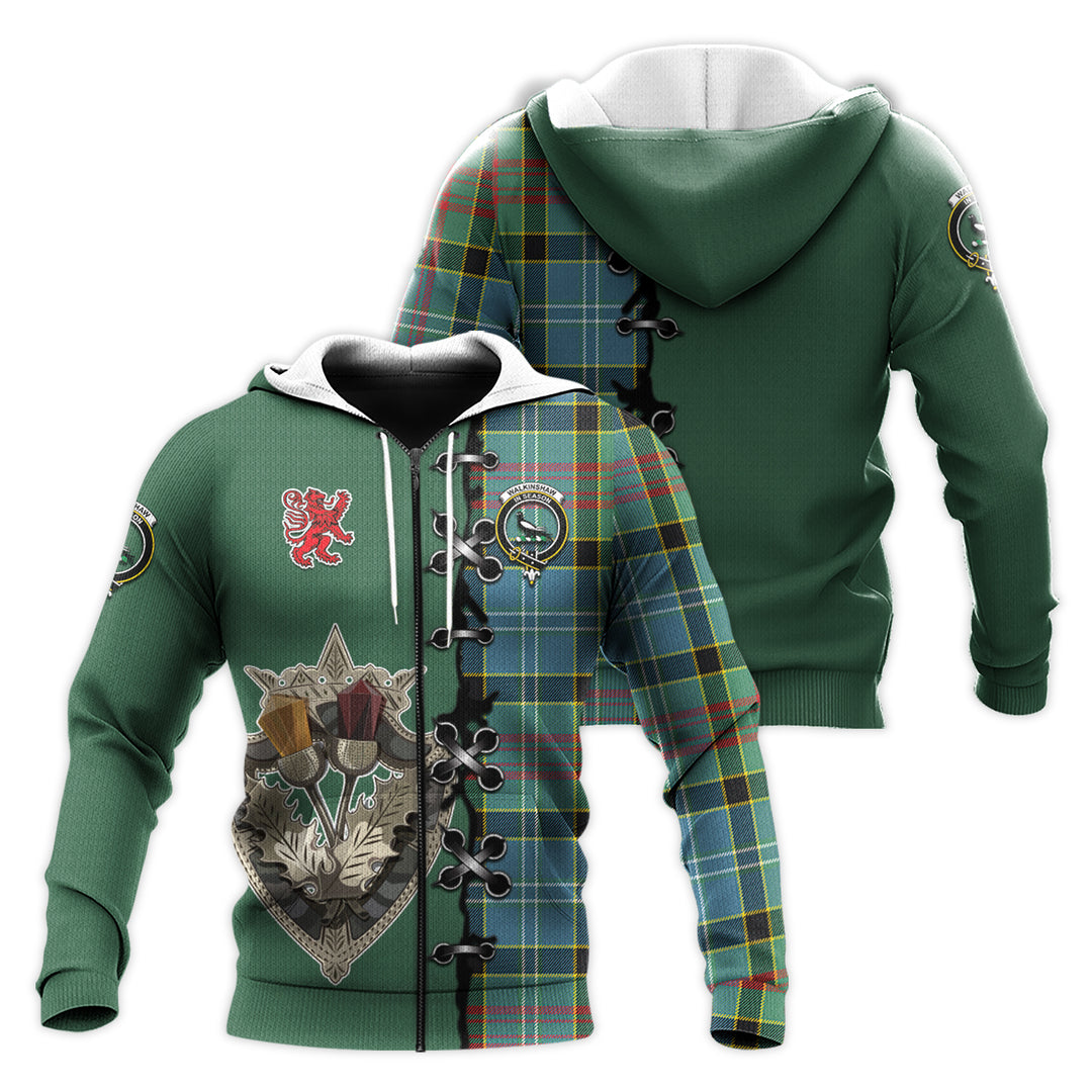 Walkinshaw Tartan Hoodie - Lion Rampant And Celtic Thistle Style