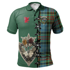 Walkinshaw Tartan Polo Shirt - Lion Rampant And Celtic Thistle Style