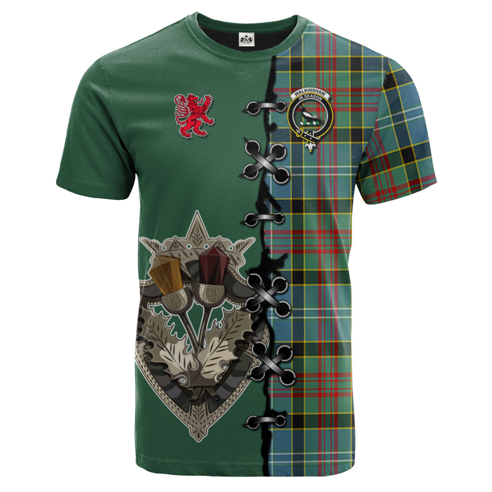 Walkinshaw Tartan T-shirt - Lion Rampant And Celtic Thistle Style