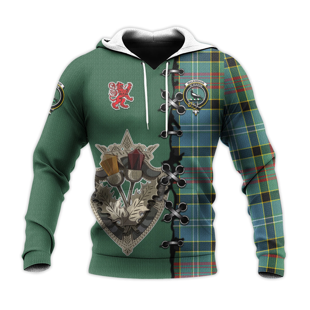 Walkinshaw Tartan Hoodie - Lion Rampant And Celtic Thistle Style