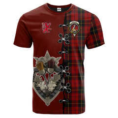 Wallace Tartan T-shirt - Lion Rampant And Celtic Thistle Style