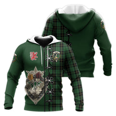 Wallace Hunting Tartan Hoodie - Lion Rampant And Celtic Thistle Style