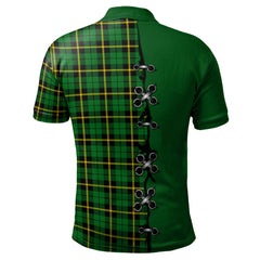 Wallace Hunting Green Tartan Polo Shirt - Lion Rampant And Celtic Thistle Style