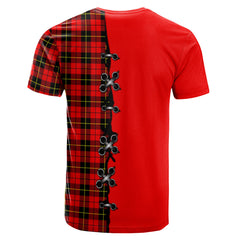 Wallace Hunting Red Tartan T-shirt - Lion Rampant And Celtic Thistle Style