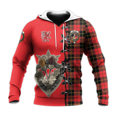 Wallace Hunting Red Tartan Hoodie - Lion Rampant And Celtic Thistle Style