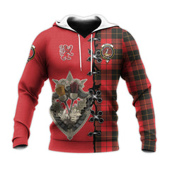 Wallace Weathered Tartan Hoodie - Lion Rampant And Celtic Thistle Style