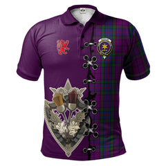 Wardlaw Tartan Polo Shirt - Lion Rampant And Celtic Thistle Style