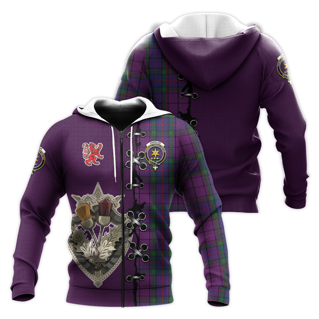 Wardlaw Tartan Hoodie - Lion Rampant And Celtic Thistle Style