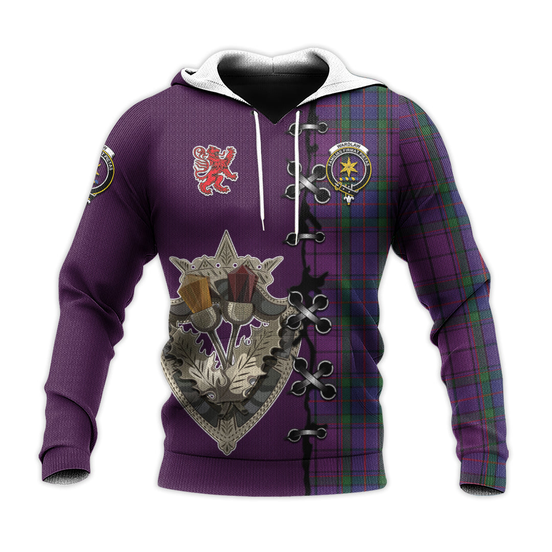 Wardlaw Tartan Hoodie - Lion Rampant And Celtic Thistle Style